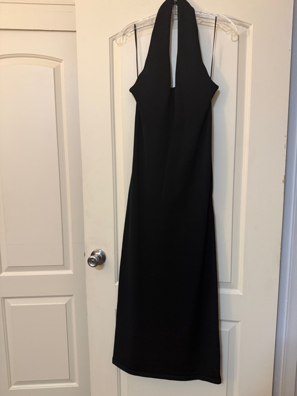Zara Black Open Back One Halter Midi Dress with heart shape back